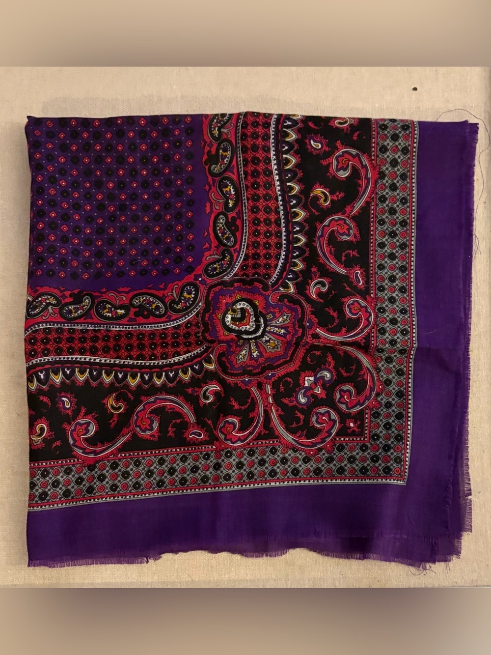 Beautiful Purple Paisley Vintage Scarf